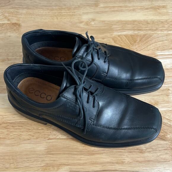 ECCO Shoes Mens EU 43 Black Plain Toe Oxford Casual Comfort - Picture 13 of 16